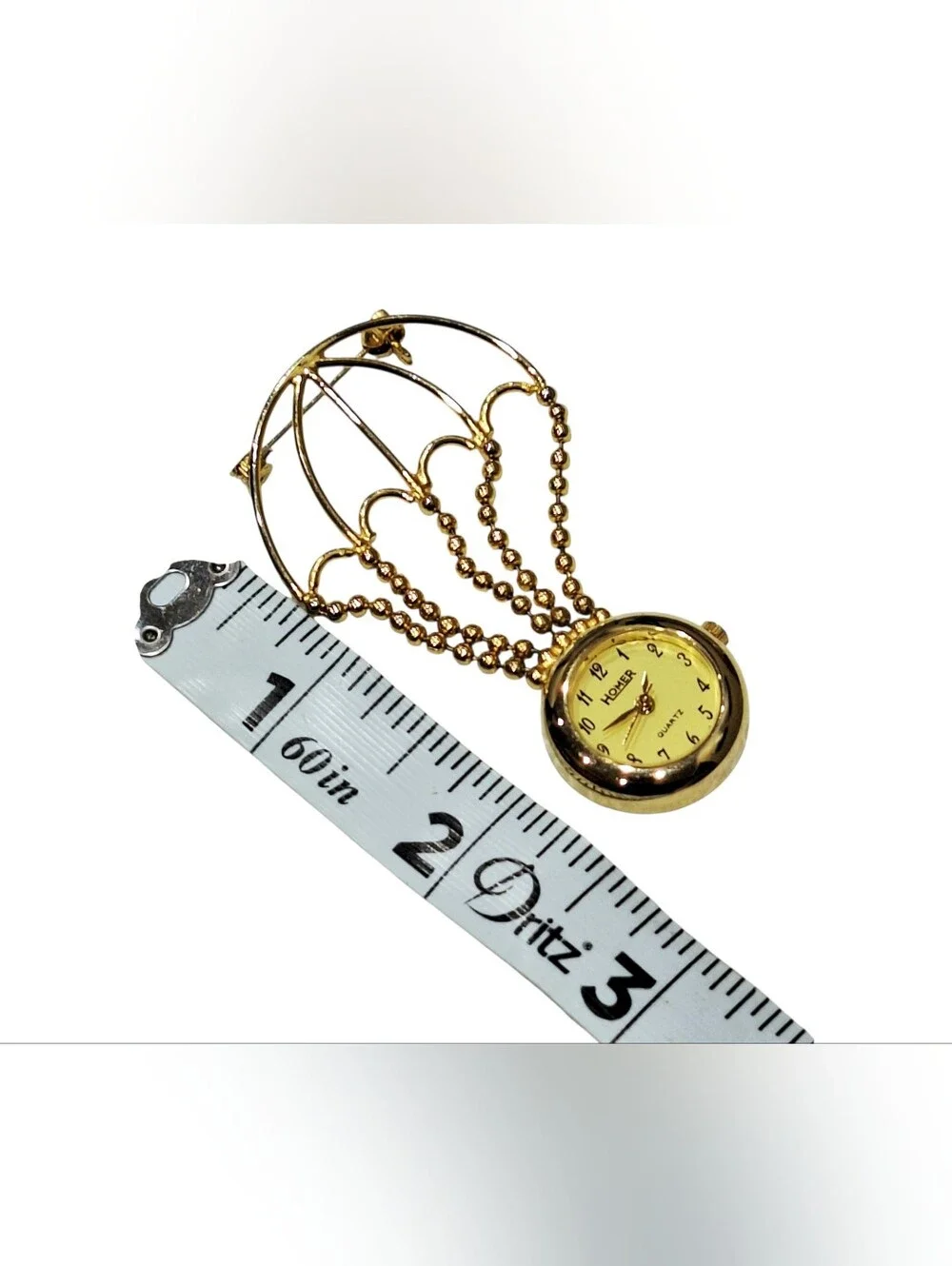 Women's Vintage Gold Toned Pin Timepiece Hot Air Balloon Watch